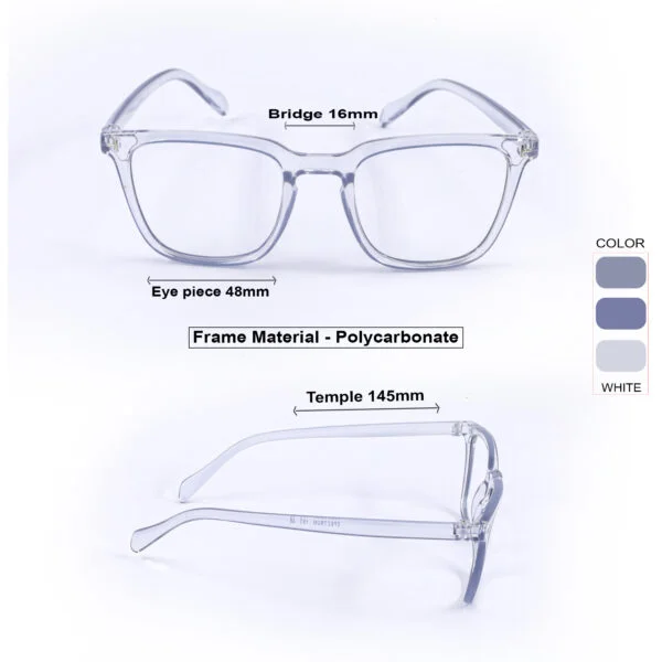 White & Royal Blue Square Eyeglasses - Image 8